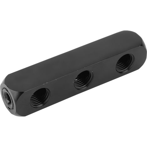 Collecteur en ligne SUS304 pour tuyau d'air pneumatique, répartiteur 3 voies, filetage BSPP 1/4 pouce, noir