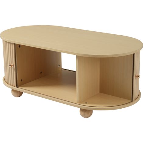 ELVMI Couchtisch mit 2 Schiebetüren und Stauraum, aus MDF, Holzfarben, 100 × 50 × 40 cm (1/5)