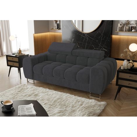Sofa Designersofa BASTIEN 2-Sitzer in Stoff Terra Graphit