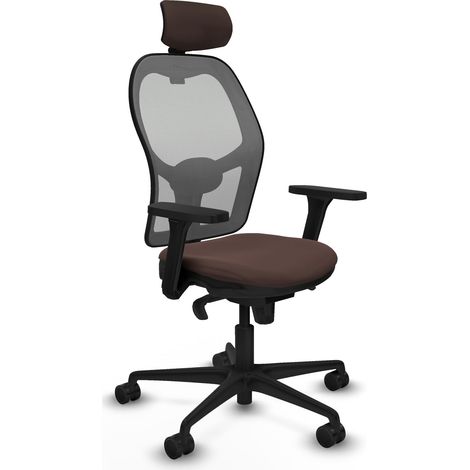 Jorquera sincro malla gris similpiel marrón oscuro brazos 3D base nailon cabecero 2D ruedas 65mm nailon (1/5)