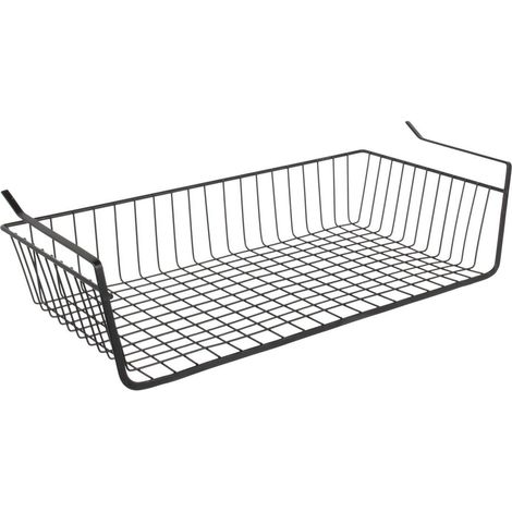 Panier suspendu sous étagère L en métal noir 50x26 cm (1/5)