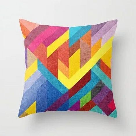 Taie D'oreiller Coton Linen Motif Géométrique Abstrait Usage Intérieur Extérieur 40x40 cm (1/5)