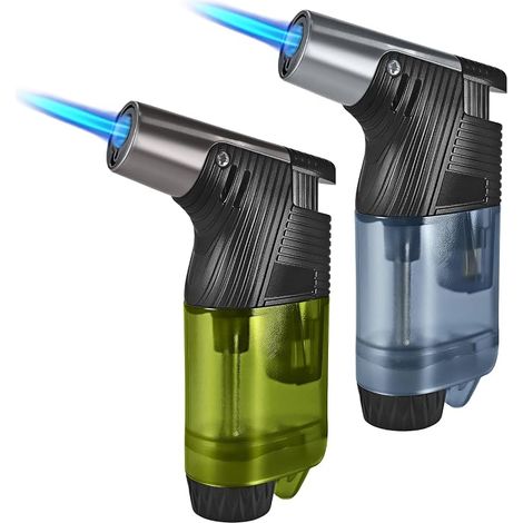 2 x Refillable Butane Gas Storm Lighter Blow Torch for Kitchen BBQ Camping (1/5)