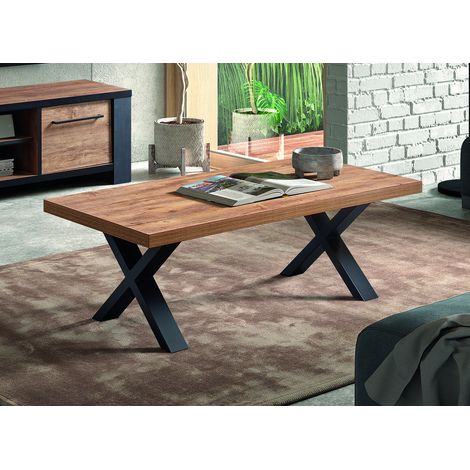 Table basse industrielle rectangulaire chêne foncé Samira (1/5)