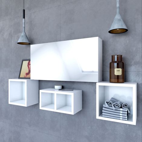 Armoire DE Toilette avec Miroir ET Porte A Fermeture Progressive - Rectangle (1/4)