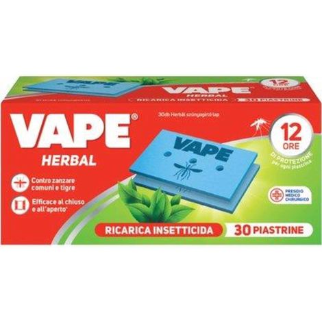 Vape,30 Piastrine Profumate alle Erbe, Protegge dalle Zanzare Comuni e Tigre, 12 Ore di Protezione in Ambienti chiusi e all'Aperto per Ogni Singola Piastrina