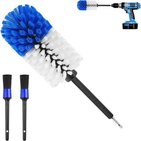 Brosse Jante Voiture, Brosse Visseuse, Rotative Nettoyage avec 2 Brossettes (Bleu (1/5)