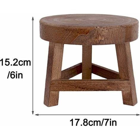 Kleiner Holzhocker, 17,8 cm, als Präsentationsständer, Blumentopfsäule, Minihocker für Sukkulenten oder Bonsai zur Dekoration im Innen- und Außenbereich (1/4)