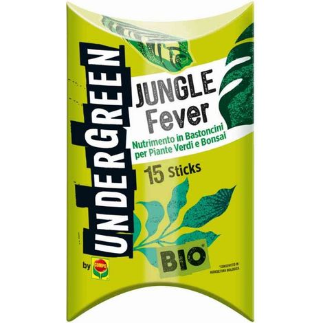 Undergreen JUNGLE Fever, Nutrimento in Bastoncini per Piante Verdi e Bonsai, 15 Bastoncini, Consentito in agricoltura biologica