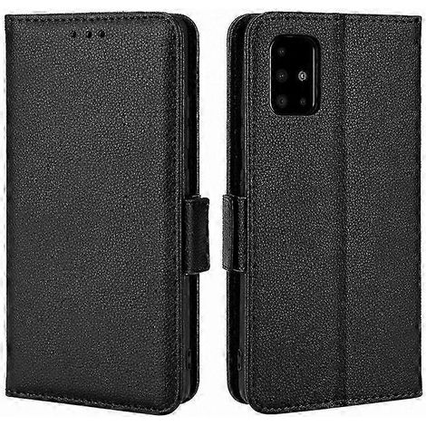 Coque Portefeuille Galaxy A51 5G SM-A516, Housse Cuir PU Texturé Gaufré, Rabat Magnétique Anti-Choc, Support Intégré, Protection Robuste, Étui Vintage avec Fermeture (1/5)
