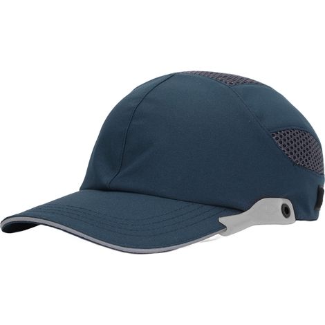 Casquette anti-choc brigandine respirante ajustable pour sport et travail, mesh coton HDPE ABS taille unique bleu bord gris modèle 030 (1/5)