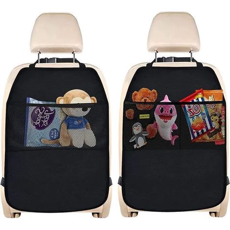 Protection Siege Voiture Enfant,2Pcs Organisateur Siege Voiture,Organiseur Protections de Sièges Arrière Voiture avec 2 Poches (1/5)