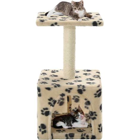 Katzen-Kratzbaum Sisal 55 cm Beige Pfoten-Aufdruck