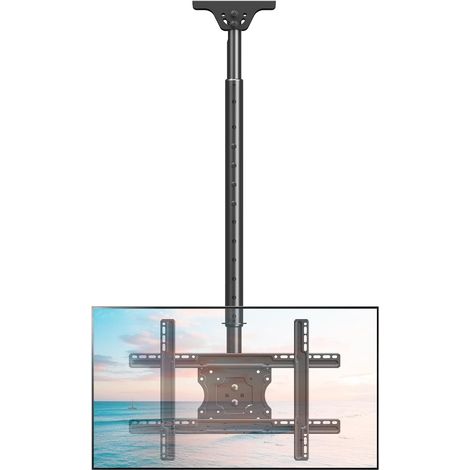 Support de Plafond pour TV pour la Plupart des téléviseurs Plats et incurvés de 37 à 75" jusqu'à 45 kg, VESA Max. 600 x 400 mm, Hauteur réglable en Hauteur, pour Toit Plat ou Toit (1/5)