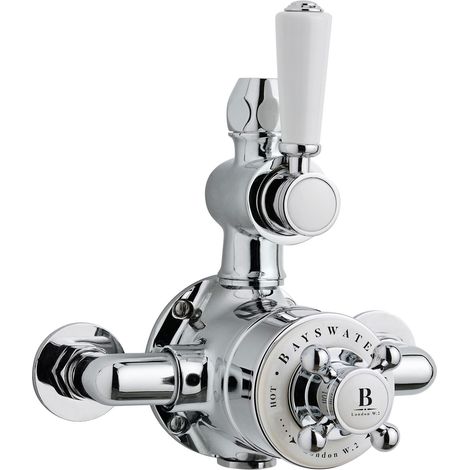 Bayswater Traditional Dual Exposed Shower Valve White/Chrome (1/4)