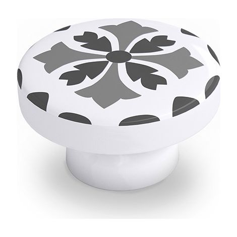 Pomo para mueble, modelo e243, de madera con acabado gris, ø38 mm, blister 4 uds