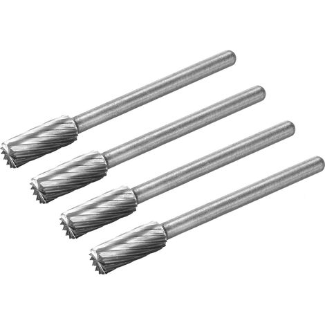 Fraises Rotatives en Carbure de Tungstène, Tige de 1/8", Coupe Simple, Embout Cylindrique à Rayon, Outil de Fraisage Rotatif de 5 mm de Diamètre, 4 Pcs (1/5)