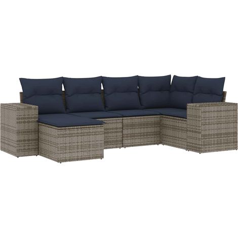 Maison Exclusive - Set Divani da Giardino 6 pz con Cuscini Grigio in Polyrattan