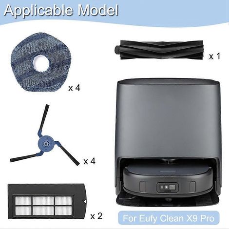 Repuestos y accesorios para Eufy Clean X9 Pro: cepillo lateral principal, filtro HEPA, paño de fregona ( (1/4)
