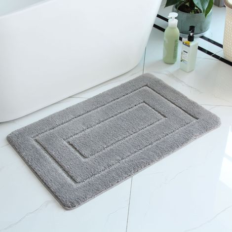 APEX Tapis de bain absorbant, 40 x 60 cm, en microfibre, antidérapant, lavable en machine, convient pour la douche et le bain, gris. (1/5)