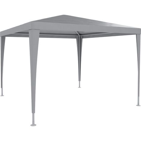 Gazebo 3 x 3 Metri Struttura in Acciaio Copertura In PE 110 gr/m² Impermeabile Idrorepellente Resistente Raggi Solari UV Tenda Ombrellone Per Fiere Pic Nic Campeggio Esterno Giardino Piscina Grigio