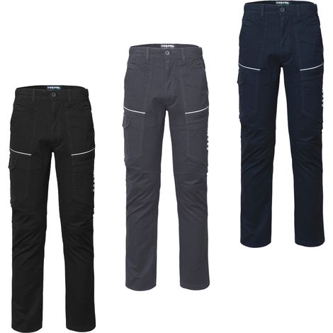 Pantalon de travail hiver femme – Tissu Twill stretch 98% coton – Taille M – Poches fonctionnelles et bandes réfléchissantes – Gris – Rossini Illuminazione