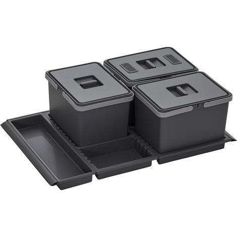 Abfallsammler Metropolis 12+12+12L mit Deckel Abfallsystem f. Auszug Korpusbreite 80cm (1/5)