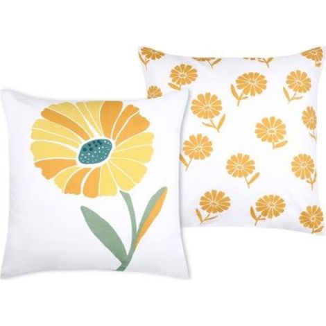 Taie d'oreiller percale de coton motif floral 63x63cm (1/3)