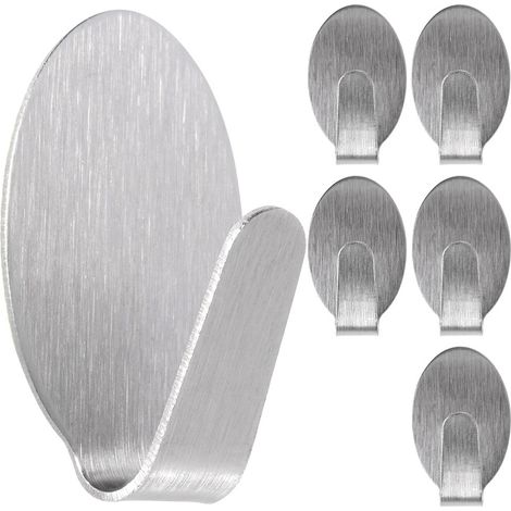 Ganci appendiabiti autoadesivi in acciaio, 1,8x2,5 cm, 6 pezzi. (1/5)