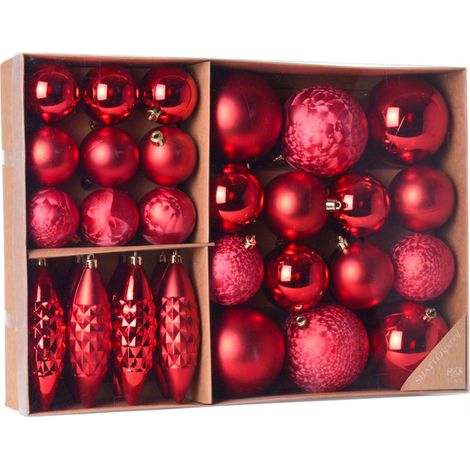 Set de 31 boules de Noël rouges (1/4)