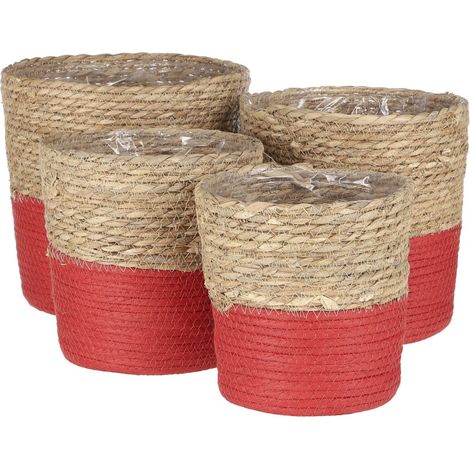 Mica Übertopf Korb Rachel Ø 21 x 21 cm Seegras rot Topf