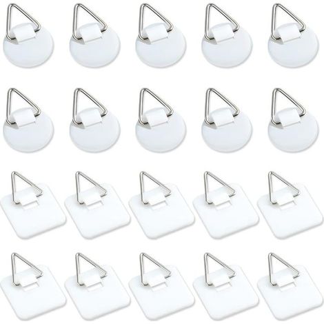 Pack of 20 invisible adhesive supports, 2.5 cm, vertical adhesive supports for wall plaques, wall plaques for plates, pictures, decorative art (white) (1/5)