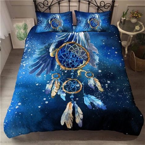 Ensemble de literie adulte 220x240cm, bleu, microfibre, comprenant 1 housse de couette zippée 220x240cm et 2 taies d'oreiller. (1/4)