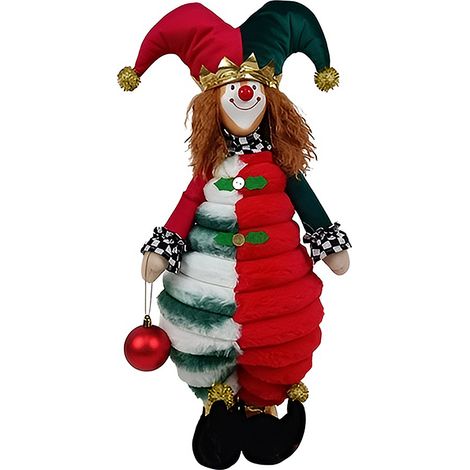 Pagliaccio Decorativo Grande 59 cm pupazzo Clown con Cappello Jolly in Tessuto giullare peluches Decorazione d’Arredo Colorata per Casa Vetrine Eventi