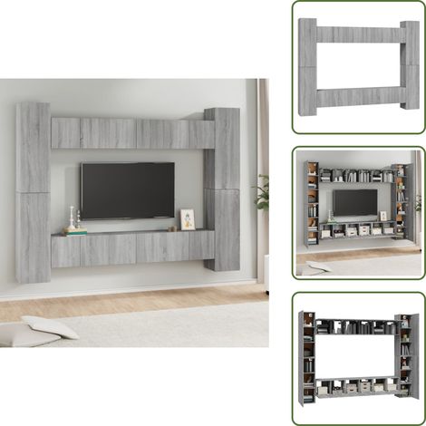 The Living Store 10-tlg. TV-Schrank-Set Grau Sonoma Holzwerkstoff - TV-Schrank Set (1/5)
