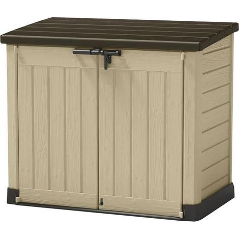 Keter 17199416 Store-It-Out MAX Portattrezzi da Esterno in Resina 1200 L con Pavimento incluso Chiudibile a Chiave colore Beige