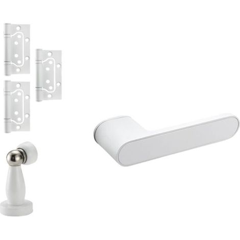 Poignée de porte intérieur, ensemble de poignées de porte D.50 mm, Aluminium, blanc. (1/4)