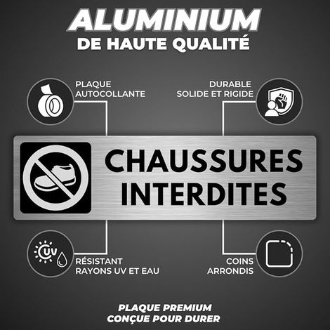 Shoes Sign - 2 x 18 cm - Aluminium - Sign Remove Your Shoes - Plate Without Shoes - Sign Take Off - Thickness 0.8 mm - (Shoes Forbidden) (1/3)