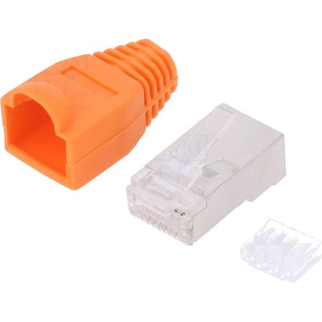 Connecteur RJ45 male Cat.6 avec protection - orange