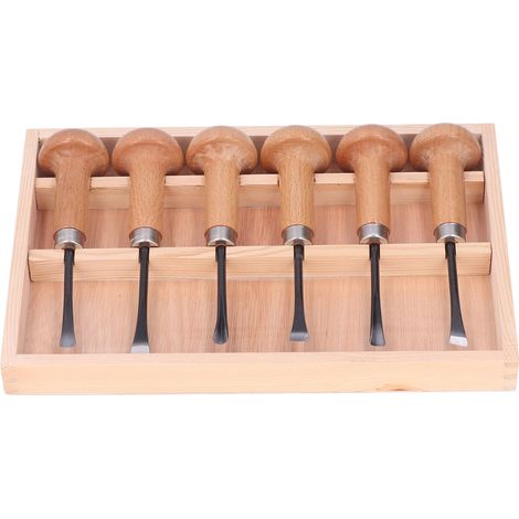 Set de gouges à bois pour sculpture, outils à main avec manche champignon, kit bricolage art créatif (1/5)