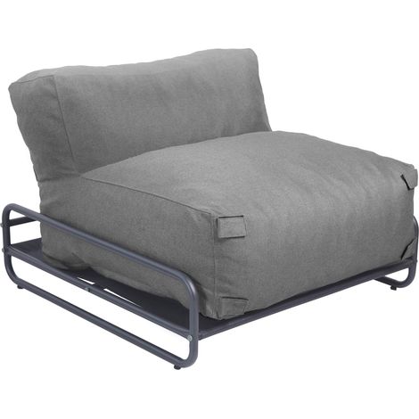 Chauffeuse pour salon de jardin modulable avec structure gris - Mixi
