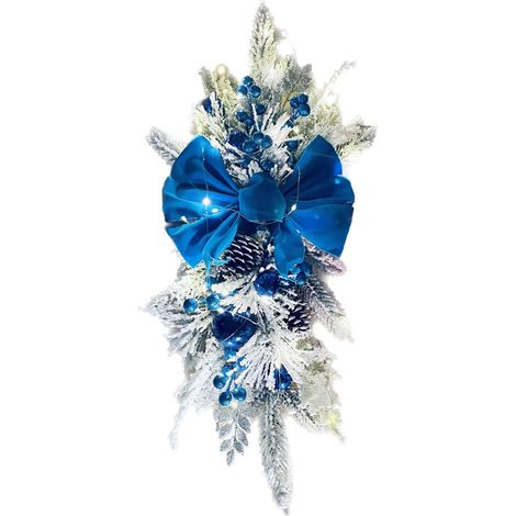 Guirlande lumineuse LED bleue de Noël pour escalier, 60 x 30 cm, idéale pour décorer votre entrée. (1/2)
