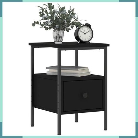 826043 Table de chevet noir 34x36x50 cm bois d’ingénierie (1/5)