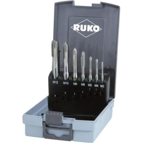 RUKO Macho de máquina Satz 7tlg. Forma B HSSE-Co 5 en estuche de plástico - 245061RO