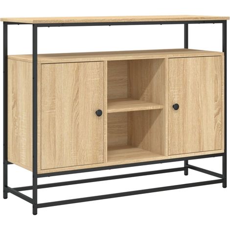 Buffet bahut commode armoire meuble de rangement organisateur cuisine salle de séjour salon sonoma 100 x 35 x 80 cm bois d'ingénierie marron (1/5)