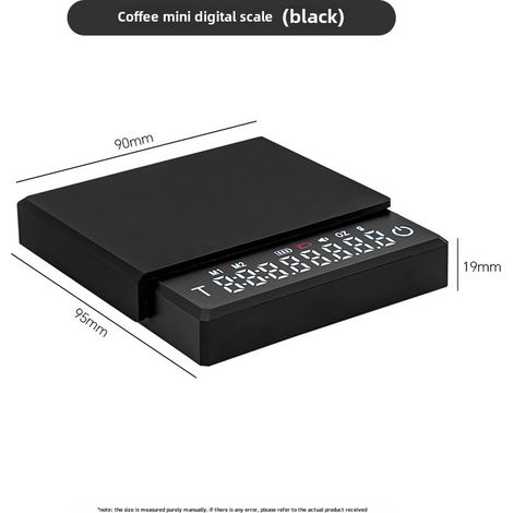 Balanza manual para café espresso, pesaje preciso de granos, temporizador, tamaño pequeño, 0,1 g, mini balanza digital (negra - mini balanza electrónica inteligente para café) (1/5)