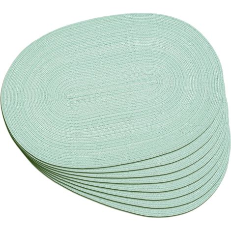 Lot de 8 Sets de Table ovales tressés, antidérapants, lavables, résistants à la Chaleur, pour Salle à Manger, Cuisine, fête, décoration Quotidienne (14, Vert Menthe, 8)'14 Vert Menthe 8 pcs'14 Vert Me (1/5)