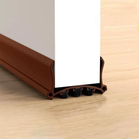 Paraspifferi per porta marrone da 96 cm, autoadesivo, per isolamento acustico e termico, adatto a porte con spessore da 3,5 a 5,5 cm. (1/4)