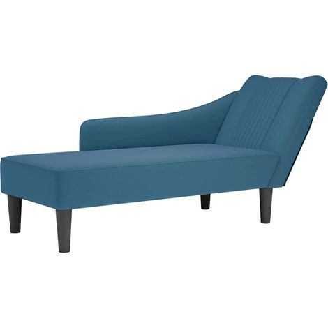 vidaXL Fauteuil long avec accoudoir droit bleu velours (1/8)