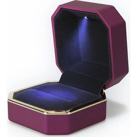 Luxuriöse quadratische Samt-Ringbox mit LED-Beleuchtung für (1/5)